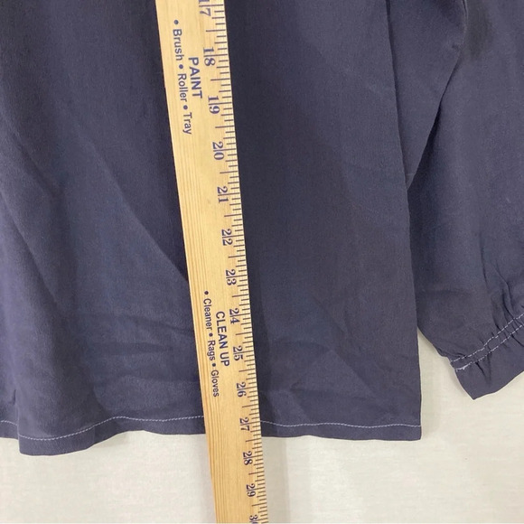 Sundance Navy Purple 100% Silk Tie Front Long Sleeve Top size Small - Picture 6 of 9
